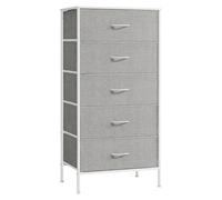 SONGMICS Cómoda de 5 Cajones, Cajonera, Mueble de Almacenamiento de Tela, 40 x 60 x 120 cm, Estilo Moderno, Blanco y Gris Claro LTS815W01