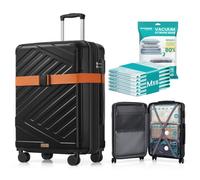SONGMICS Conjunto de Maleta Expandible y 6 Bolsas de Vacío | Maleta ABS 65 x 45 x 25 cm, 6 Bolsas 50 x 70 cm, Reduce Volumen 80%, para Viajes y Mudanzas
