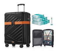 SONGMICS Conjunto de Maleta Expandible y 9 Bolsas de Vacío | Maleta ABS de 65 x 45 x 25 cm, con Bomba Eléctrica Recargable, para Viajes y Mudanzas