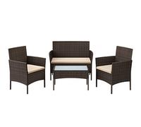 SONGMICS Conjunto de Muebles de Jardín, Mimbre de PE | Muebles de Patio Ratán, Tostado, Colección FUNLAND GGF002K02