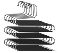 SONGMICS CRI043B01 - Juego de 6 Perchas mágicas para Pantalones, Perchas de Acero Inoxidable de 5 Niveles, Organizador, Ahorro de Espacio, para Vaqueros, Pantalones, Toallas, Corbatas, Plata y Negro