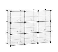SONGMICS Cubo de Almacenamiento con Puertas, Zapatero, Organizador de Plástico con Separadores, Mazo de Goma Incluido, para Armario, Sala, Dormitorio, Blanco LPC502W