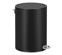 SONGMICS Cubo de baño con tapa, cubo de inodoro de 3 L, cubo de basura pequeño, cierre suave, cubo interior de plástico extraíble, para dormitorio, oficina, acero, tinta negra LTB011B01