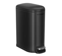 SONGMICS Cubo de Baño, Cubo Basura Pequeño de 10 L con Tapa, Acero | Cubo de Inodoro con Pedal, Delgada para Espacios Pequeños, Cierre Suave, Negro Tinta, Colección ISLAND LTB010B02