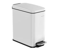 SONGMICS Cubo de Baño, Papelera Baño, Cubo Basura Pequeño de 5 L con Tapa, Cubo de Inodoro con Pedal, Delgada para Espacios Pequeños, Acero, Cierre Suave, Blanco LTB560W05