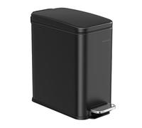 SONGMICS Cubo de Baño, Papelera Baño, Cubo Basura Pequeño de 5 L con Tapa, Cubo de Inodoro con Pedal, Delgada para Espacios Pequeños, Acero, Cierre Suave, Negro LTB560B05