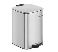 SONGMICS Cubo de Basura, Basurero de 20 L, de Cocina de Acero Inoxidable, con Cubeta Interior, Cierre Suave y Permanece Abierto, Plata Metálico LTB592E01