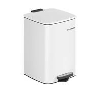 SONGMICS Cubo de Basura, Basurero de 20 L, de Cocina de Acero Inoxidable, con Cubeta Interior, Cierre Suave y Permanece Abierto, Blanco Nube LTB592W02