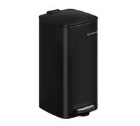 SONGMICS Cubo de Basura, Basurero de 30 L, de Cocina de Acero Inoxidable, con Cubeta Interior, Cierre Suave y Permanece Abierto, Negro Tinta LTB593B02