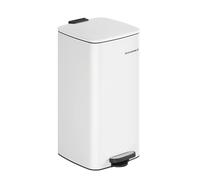SONGMICS Cubo de Basura, Basurero de 30 L, de Cocina de Acero Inoxidable, con Cubeta Interior, Cierre Suave y Permanece Abierto, Blanco Nube LTB593W02