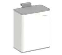 SONGMICS Cubo de Basura Colgante, Acero, 8 L, con Tapa | Para Puerta de Armario o Pared con Ganchos, Debajo del Fregadero, Baños, Blanco y Negro, Colección PARRI LTB810W01