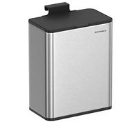 SONGMICS Cubo de Basura Colgante, Cubo de Basura Acero 8 L con Tapa para Residuos, para Colgar en la Puerta del Armario o la Pared con Ganchos, Debajo del Fregadero, Baños, Plata Metálico LTB810E08