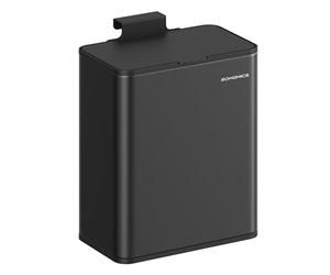 SONGMICS Cubo de Basura Colgante, Cubo de Basura Acero 8 L con Tapa para Residuos, para Colgar en la Puerta del Armario o la Pared con Ganchos, Debajo del Fregadero, Baños, Negro Tinta LTB810B01