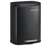 SONGMICS Cubo de Basura con Pedal, Acero, 12 L, Cierre Suave | Papelera de Baño, con Cubo Interior Extraíble, 28,6 x 25,2 x 38,4 cm, Negro Tinta, Colección PLUSHIC LTB112BZ02