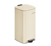 SONGMICS Cubo de Basura, Cubo de Basura de 30 L, Cubo de Basura de Cocina de Acero Inoxidable, con Cubo Interior, Cierre Suave y Permanece Abierto, Beige Arena LTB593A02