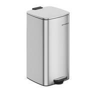 SONGMICS Cubo de Basura, Cubo de Basura de 30 L, Cubo de Basura de Cocina de Acero Inoxidable, con Cubo Interior, Cierre Suave y Permanece Abierto, Plata Metálico LTB593E01