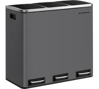 SONGMICS Cubo de basura de 3 x 18 l de 61 x 31,5 x 55,5 cm de color gris mate