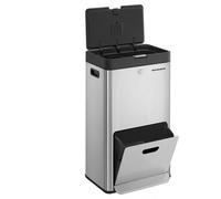 SONGMICS Cubo de basura de 45,5 x 36,5 x 76,2 cm de color plata