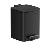 SONGMICS Cubo de Basura de Baño, 6 L Cubo Basura Compacta, con Pedal, para Espacios Pequeños, con Tapa de Cierre Suave, Acero, Negro LTB590B0602