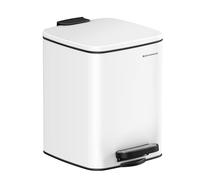 SONGMICS Cubo de Basura de Baño, 6 L Cubo Basura Compacta, con Pedal, para Espacios Pequeños, con Tapa de Cierre Suave, Acero, Blanco LTB590W0602