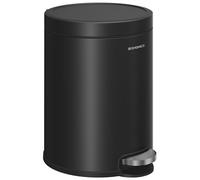 SONGMICS Cubo de Basura de Baño, 6 L, Cubo de Acero con Tapa de Cierre Suave, Cubo Interior, para Residuos, Dormitorio, Negro Tinta LTB016BZ02