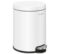 SONGMICS Cubo de Basura de Baño, 6 L, Cubo de Acero con Tapa de Cierre Suave, Cubo Interior, para Residuos, Dormitorio, Blanco Nube LTB016WZ02