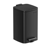 SONGMICS Cubo de Basura de Baño, 8 L Cubo Basura Compacta, con Pedal, para Espacios Pequeños, con Tapa de Cierre Suave, Acero, Negro LTB591B0802