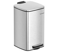 SONGMICS Cubo de Basura de Baño, 8 L Cubo Basura Compacta, con Pedal, para Espacios Pequeños, con Tapa de Cierre Suave, Acero, Plata Metálico LTB591E02