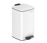 SONGMICS Cubo de Basura de Baño, 8 L Cubo Basura Compacta, con Pedal, para Espacios Pequeños, con Tapa de Cierre Suave, Acero, Blanco LTB591W0802