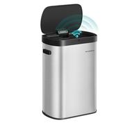 SONGMICS Cubo de Basura de Cocina con Sensor de Movimiento, Papelera Automática de 50 L, Tapa de Cierre Suave, Acero, Incluye 15 Bolsas, Plata Metálica y Negro Tinta LTB640E01