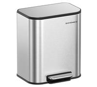 SONGMICS Cubo de Basura de Cocina, Cubo de Pedal 20 L, Cubo Basura de Acero, Tapa con Cierre Suave, Permanece Abierto, Cubo Interior, Pedal Antideslizante Ancho, Plata Metálico LTB542E20