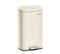 SONGMICS Cubo de basura de cocina de 30 litros, cubo de basura con pedal, cubo de basura de cocina con tapa de cierre suave y cubo interior, cubo de pedal de acero, color beige arena LTB03A02
