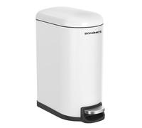 SONGMICS - Cubo de basura para baño (10 L, pequeño, tapa, cubo de pedal para inodoro, compacto, pequeño espacio, de acero, cierre suave, blanco nube LTB10WT