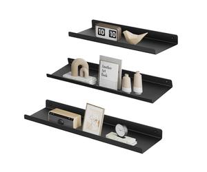 SONGMICS CUSTOS Colección - Estantes de Pared, de Metal, Lote de 3 Unidades, flotantes, Estilo Industrial, para Decoraciones, Marcos de Fotos, Negro LFS12BK