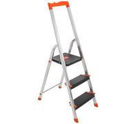SONGMICS Escalera Plegable 3 Peldaños, de Aluminio con Bandeja | Taburete Plegable Cocina, Doméstica, Carga 150 kg, 41,8 x 68,7 x 123 cm, Negro, Colección BRODY GLT03BK