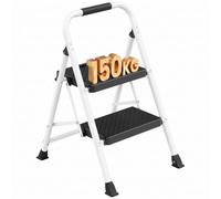 SONGMICS Escaleras Plegables, 2 Steps Folding Ladders, Antideslizante | Plegable Ladder for Home, Office, Garden, Load 150 kg, Non-Slip Pedals, 88 x 45.5 x 7.5 cm, Blanco GSL202WZ01