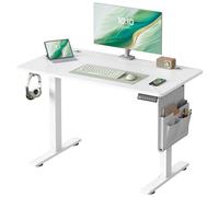 SONGMICS Escritorio Eléctrico, Regulable en Altura, 100 x 60 cm, Regulación Continua, 4 Alturas de Memoria, Blanco Mate LSD130WZ01