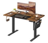 SONGMICS Escritorio Eléctrico, Regulable en Altura, 120 x 60 cm, Regulación Continua, 4 Alturas de Memoria, Marrón Rústico y Negro Mate LSD015X01