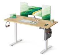 SONGMICS Escritorio Eléctrico, Regulable en Altura, 140 x 60 cm, Regulación Continua, 4 Alturas de Memoria, Puerto USB-C, Roble Dorado LSD134YA01