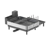 SONGMICS Escurreplatos expandible, escurridor de Platos de Acero Inoxidable con Boquilla giratoria, Utensilios, Tazas, Vidrio, Tabla de Cortar y Soportes para sartenes, Plateado y Gris KCS037G01