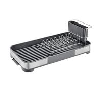 SONGMICS Escurreplatos Pequeño, Mini Escurridor de Platos de Acero Inoxidable, Porta Cubiertos, A Prueba de Óxido, para Platos, Cuchillos, Cucharas, Tenedores, Plata y Gris KCS034G01