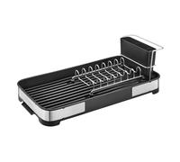 SONGMICS Escurreplatos Pequeño, Mini Escurridor de Platos de Acero Inoxidable, Porta Cubiertos, A Prueba de Óxido, para Platos, Cuchillos, Cucharas, Tenedores, Plata y Negro KCS034B01