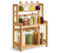 SONGMICS Especiero, Estante de Especias, Estante Almacenamiento de 3 Niveles, en la Encimera, Organizador, Marco de Bambú, para Cocina, Comedor, Oficina, Beige Natural OFS047Y101