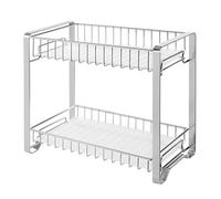 SONGMICS Especiero, Estante de Metal de 2 Pisos, Fácil de Montar | Con Revestimiento de Plástico, Patas Antideslizantes, para Cocina, para Baño, Plata, Colección PATALLA KCS013E01