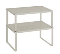 SONGMICS Especiero, Estante para Especias, Organizador para Armarios, para Mostradores, Elevador de Estantes, Apilable, Ampliable, Juego de 2 Estantes Metálicos para Cocina, Beige Avena KCS001K01