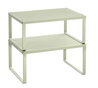 SONGMICS Especiero, Estante para Especias, Organizador para Armarios, para Mostradores, Elevador de Estantes, Apilable, Ampliable, Juego de 2 Estantes Metálicos para Cocina, Verde Laurel KCS001C01