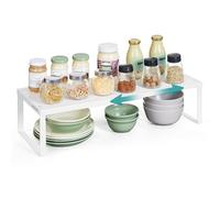 SONGMICS Especiero Extensible, Organizador de Cocina, Acero | Estante Pequeño, Organizador de Armario, Encimera, Mesa, Zapatero, Blanco Mate, Colección BEQUE KCS007W01