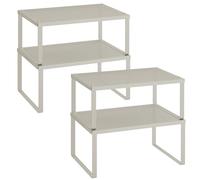 SONGMICS Especiero, Juego de 2 Estantes de Acero, Apilable, Ampliable | Estante para Especias, Organizador para Armarios, Beige Capuchino, Colección BEQUE KCS006K01