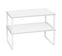 SONGMICS Especiero, Juego de 2 Estantes Metálicos, Apilable, Ampliable | Organizador para Armarios, para Mostradores, Elevador de Estantes, para Cocina, blanco mate, Colección BEQUE KCS401W01