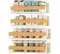 SONGMICS Especiero Magnético sin Taladrar, Juego de 4 | Organizador de Especias, 2 Estantes Grandes y 2 Pequeños, Blanco Crema, Colección BEQUE KCS061W01